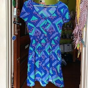 Hello Kitty dress blues and greens